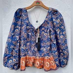 NWT House of Harlow Boho Blouse/ Hippie Butterfly 🦋 Peplum Top Medium / Festival